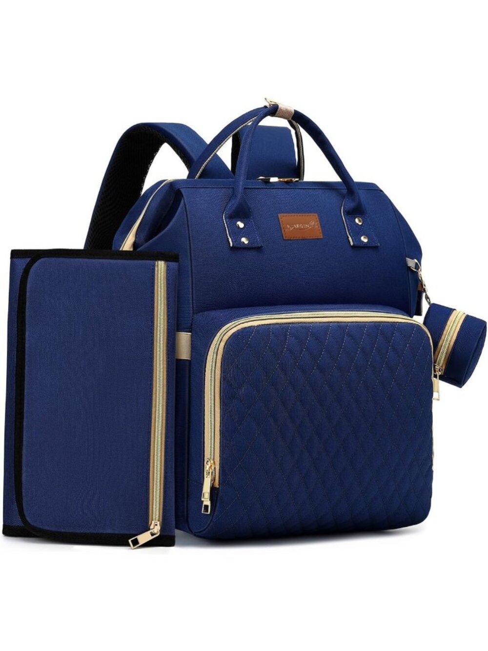 Stylish Waterproof Diaper Bag Backpack with Changing Pad & Pacifier Case - Large